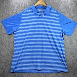 Under Armour Polo Mens 3XL Short Sleeve Blue Stripes Loose Heatgear #AC177